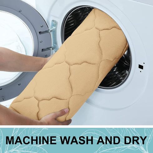 OLANLY U-Shaped Memory Foam Toilet Rugs 24x20, Ultra Soft Non-Slip Thick Bath Mat, Machine Wash Dry, Beige