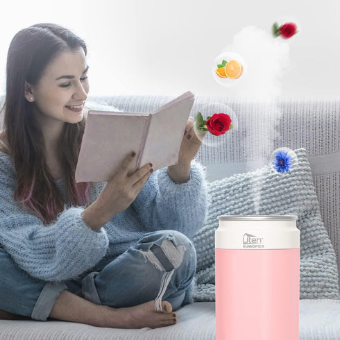 Humidifiers for Bedroom, Portable Can Air Humidifier for Home and Plants, USB & Battery Powered with 2 Mist Modes &