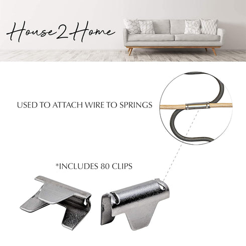 House2Home Upholstery Stay Wire for Sofa Furniture Springs, 40ft with 80 Clips, 16 Gauge Paper Wrapped Wire
