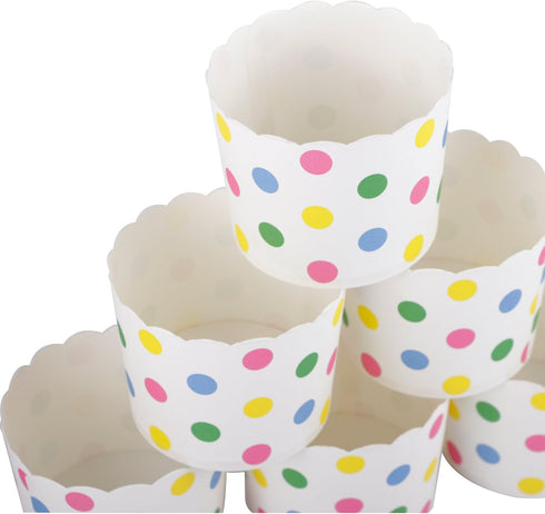 Webake Large Paper Baking Cup, 6oz Disposable Cupcake Muffin Cases, Set of 25, Colorful Dot