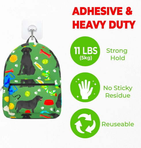 Wall Hooks, Transparent Adhesive Hangers, Rotatable Stainless Steel Hooks, Easy Installation & Reusable (Self Adhesive,