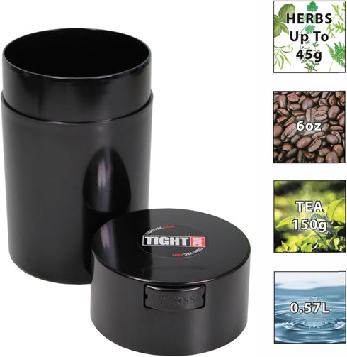 Tightvac Patented Airtight Container, 1 oz to 6 Ounce, Multi-use Vacuum Container, Smell Proof, Black