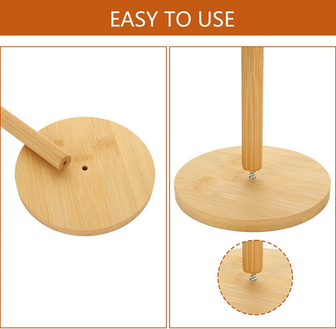 Wooden Paper Towel Holder Stand (4 Pcs), Non-Slip Countertop Paper Roll Holder for Kitchen Countertop and Table