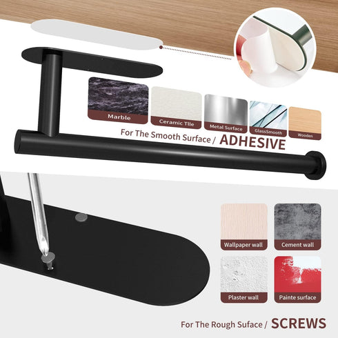 Under Cabinet Wall Mount Paper Towel Holder for Kitchen Towel, Self-Adhesive Bar, SUS304 Stainless Steel 13 inch