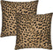 Leopard Skin Wild Animal Print Throw Pillow Cover Set of 2, Decorative Square Pillowcase for Bedroom, Living Room
