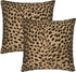 Leopard Skin Wild Animal Print Throw Pillow Cover Set of 2, Decorative Square Pillowcase for Bedroom, Living Room