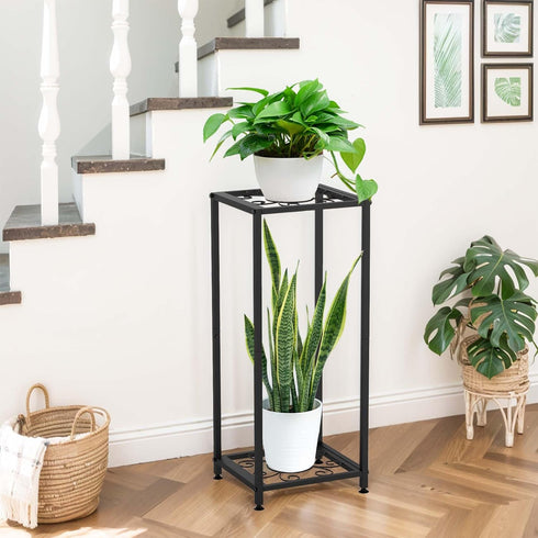 FVFVAHO 2 28 Tier Tall Metal Plant Stand Indoor Outdoor, Square Modern Flower Pot Rack for Indoor Living Room, Corner
