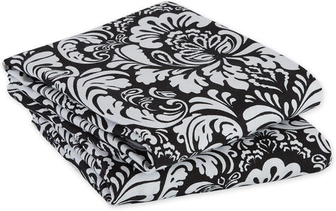 DII Cotton Dish Towel Set, Damask Print, Black, 18x28, 2 Count