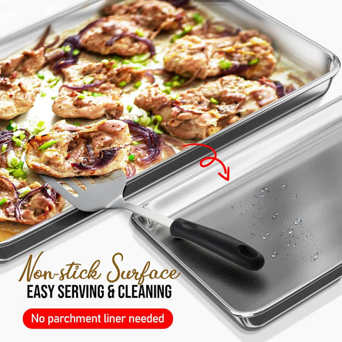 Eatex Aluminum Steel Cookie Sheet, 15” x 10” Baking Pan, Nonstick Durable Jelly Roll Pan for Baking
