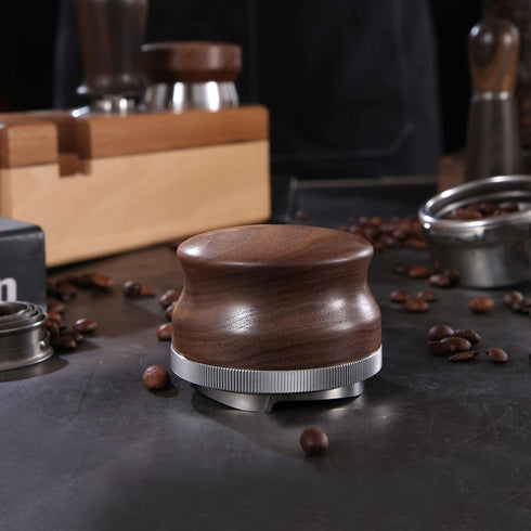 53mm Coffee Distributor, Adjustable Depth Espresso Distribution Tool with Walnut Wood Handle, Fits 54mm Breville