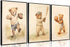 3Pcs Teddy Bear Sports Nursery Animal Canvas Wall Art Cute Woodland Baby Bear Rugby Wall Decor Pictures Football