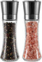 VEVOK CHEF Salt and Pepper Grinder Set Stainless Steel Black Mill with Adjustable Coarseness Spice Grinder