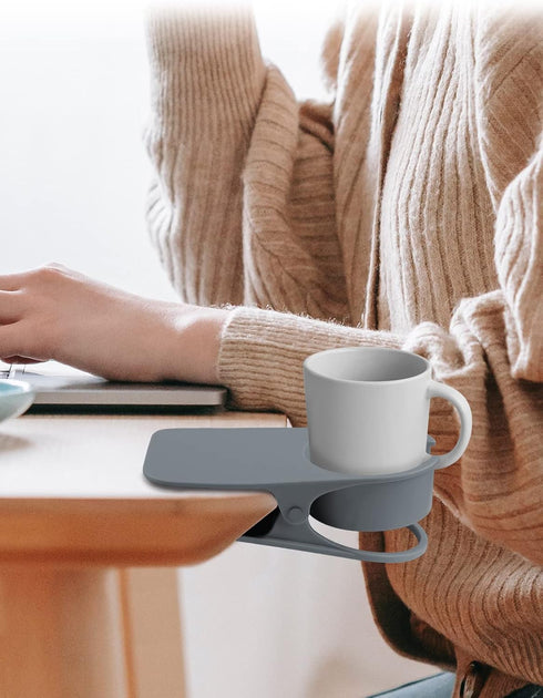 Kalolary Gray Drinking Cup Holder Clip with Groove, Table Bottle Cup Stand DIY Glass Cup Clamp Storage Saucer Clip