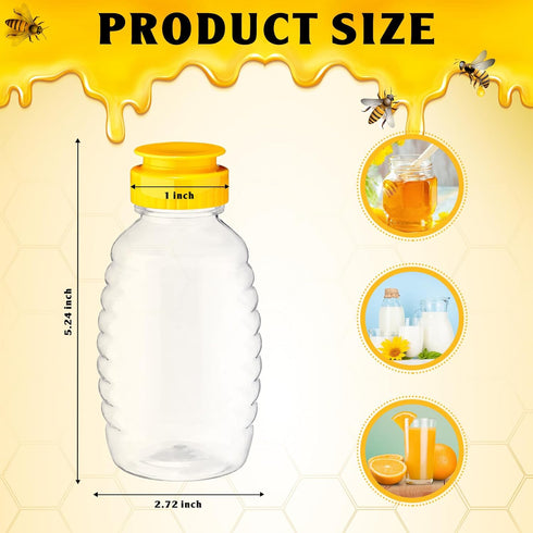 48 12 oz Didaey Pcs Plastic Honey Bottles Clear Jars Honey Dispenser with Lids Caps Containers Leak Resistant Empty