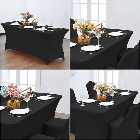 CWK 6FT Waterproof Stretch Spandex Table Cover – Elastic Fitted Tablecloth for Rectangular Tables, Wrinkle Resistant