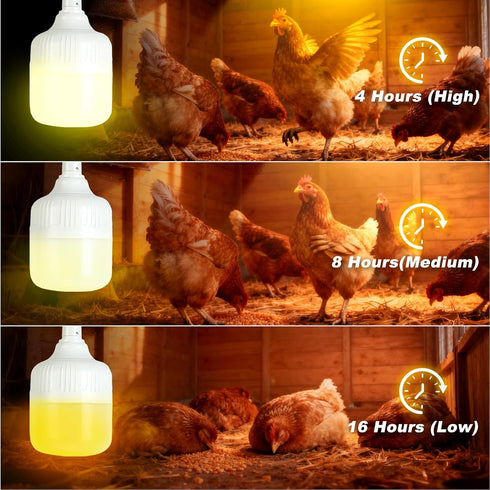 3000K Rechargeable Chicken Coop Light- Warm Yellow Cordless Hanging Lamp, Rechargeable Battery with Hook, Easy Install