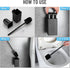 Wall-Mounted Black Toilet Brush with Stainless Steel Handle