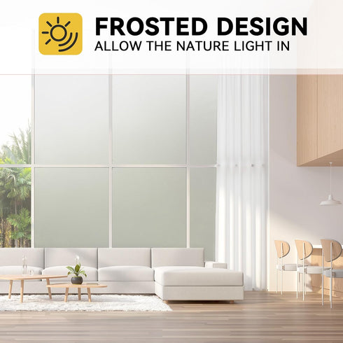 Window Privacy Film, Frosted Glass Window Film for Bathroom and Home Office, Static Cling Non-Adhesive Coverings