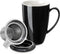 Sweese 15 OZ Porcelain Tea Mug with Infuser and Lid, Black Loose Leaf Tea Cup, Gifts for Tea Lovers