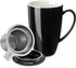 Sweese 15 OZ Porcelain Tea Mug with Infuser and Lid, Black Loose Leaf Tea Cup, Gifts for Tea Lovers