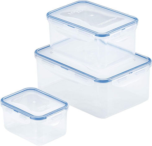 LocknLock Easy Essentials Food Storage Containers, 6-Piece, Clear, BPA Free, Airtight Lids