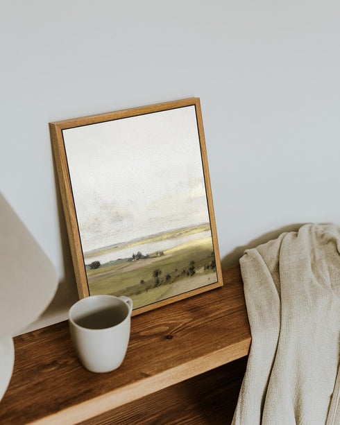 VIYYIEA Framed Canvas Wall Art - Rustic Farmhouse Decor of Rolling Valleys under Clear Skies, 9"x11"