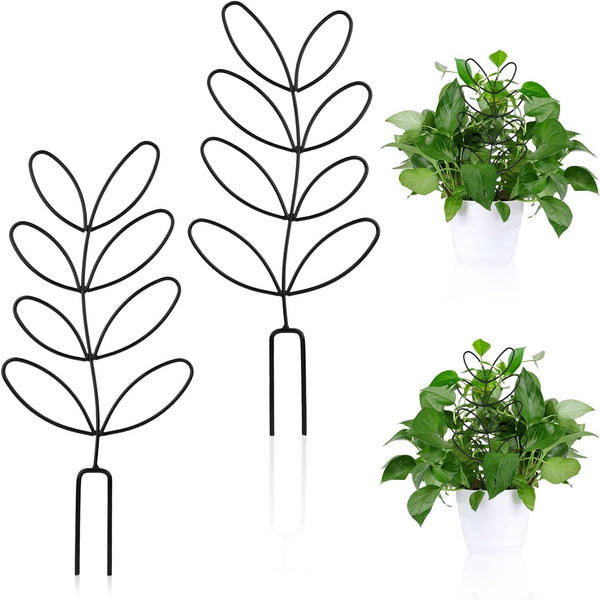 SAVITA 2pcs Trellis for Plants, Small Metal Leaf Shaped Plant Trellis Indoor House