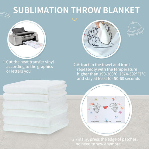 6 (30 40 Inch) Preboun Pcs Sublimation Throw Blanket Thick Plush Blankets Soft Fuzzy Blanket White Blank Blanket