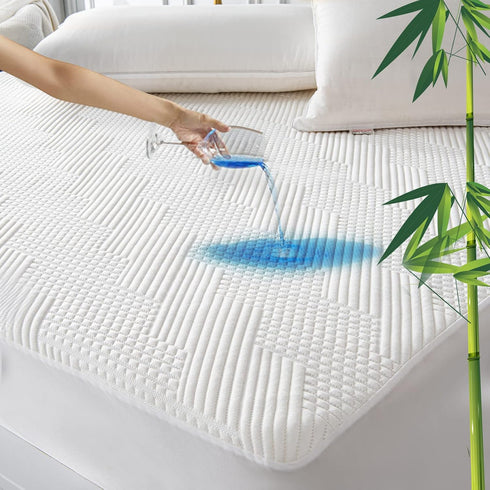 GRT King Size Waterproof Mattress Protector - 3D Air Fiber Cooling Breathable Mattress Pad, Ultra Soft, Fits 26'' Deep