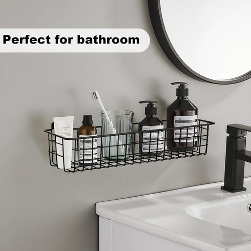 Savipace 2 Pack Spice Rack Organizer Wall Mount, Black Seasoning Rack Wire Storage Baskets for Wall or Cabinet Door