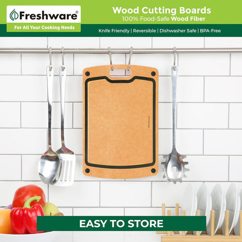 Wood Cutting Board with Juice Grooves, Dishwasher Safe, Medium Cutting Board, 14.6 x 11-inch