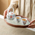Countertop (Clear,14.5" 10" 1") IwaiLoft Glass Serving Tray with The Crabapple Pattern Glass and Walnut for Kitchen
