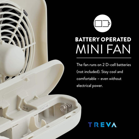 O2COOL Treva 5 Inch Battery Powered Desk Fan, Portable with Compact Folding & Tilt Design, Grey