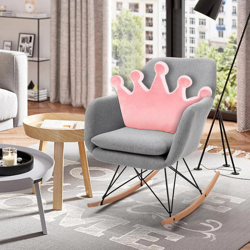Crown Shaped Fluffy Throw Pillows - Pink for Kids