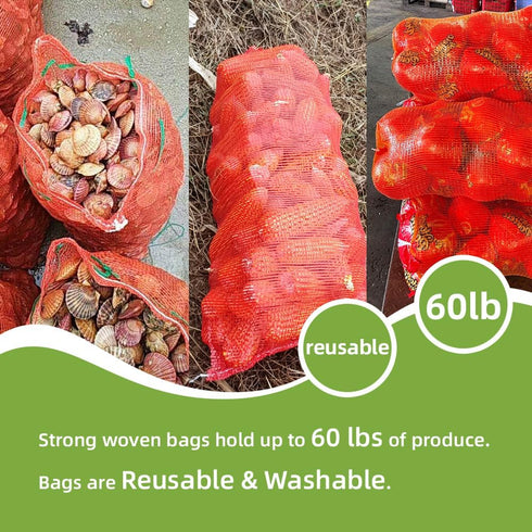 60 lbs 21 32 Pack 10 Extra Large Mesh Produce Bags Reusable Onion Sacks Vegetable Storage Bags Washable Net Bag x