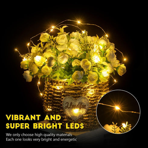 12 Pack 7ft 20 Fairy Lights Battery Operated String Lights - LED Silver Wire Firefly Lights for Mason Jars DIY Picture