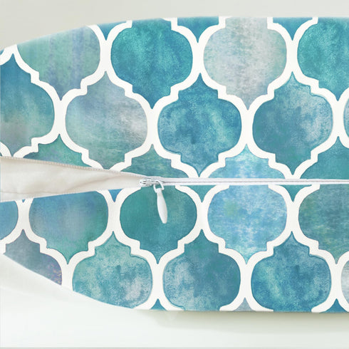 CaliTime Throw Pillow Covers Pack of 2, Cozy Colorful Geometric Trellis Chain Accents, 22 x 22 Inches, Grey Teal
