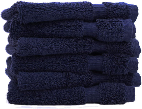 13x13 inches Set 6 Makeup Remover washcloth. Turkish Cotton Perfect for Makeup Bag - of - Navy Blue