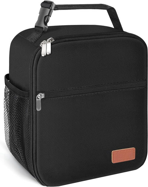 Durable Lunch Box for Men & Women, Reusable Small Lunch Bag in Black for Adults