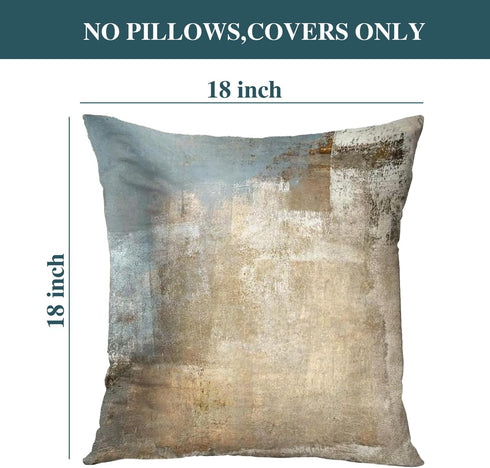 Grey and Beige Abstract Art Pillow Cover, Modern Decorative Throw Cushion for Bedroom Sofa, Set of 2
