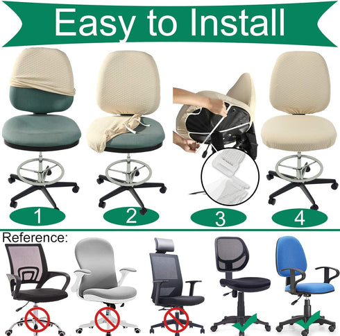 BUYUE Super Soft Velvet Task Office Chair Seat Cover, Washable Dustproof Slipcover Protectors (Black, Seat Cover Only)