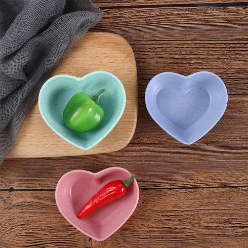 Heart Shape Appetizer Plates, Eco-Friendly Mini Bowls for Seasoning Dishes, 3pcs Fall Resistant