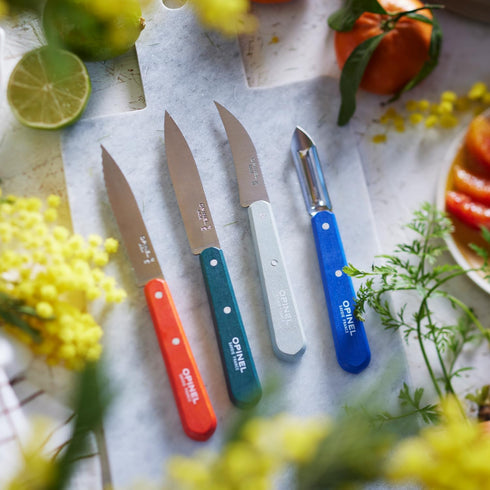 Opinel Les Essentials - Small Kitchen 4 Piece Knife Set, Corrosion Resistant High Carbon Steel (Primo)