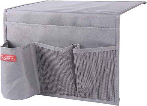 Bedside Storage Organizer, Table Cabinet Storage Organizer Caddy for Remotes, Phone, Glasses (4 Pockets-Grey)