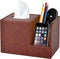 PU Leather Square Tissue Box Cover, Multifunctional Holder for Tissue and Remote Control, Decorative Desk Organizer,