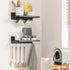 6 Black11.8", 1 Pack Small Folding Metal Shelf with Hooks, Fold-up Wall Shelf, Hooks, Drop Down Floating Shelf