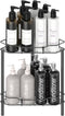 HuggieGems 2 Tier Floor Standing Corner Shower Caddy Organizer Shelf with Hooks, Bathroom