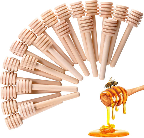 25 Pcs Honey Sticks Dipper, 3 Inch Mini Wooden Honeycomb Stick, Small Honey Spoons for Honey Jar Dispense