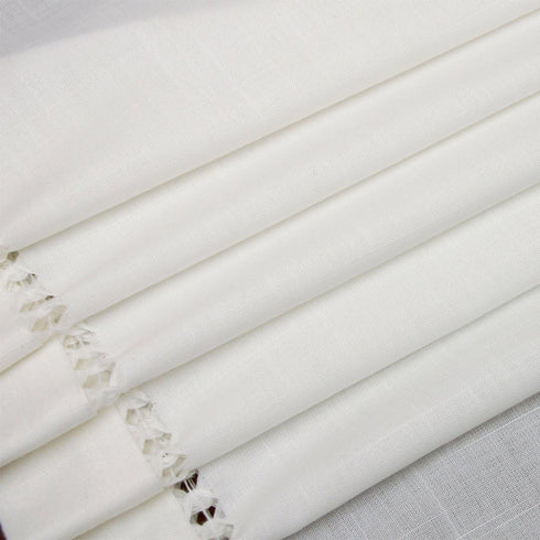 Grelucgo Handmade Hemstitched Natural Rectangle White Lace Table Runners - 14x36 inch