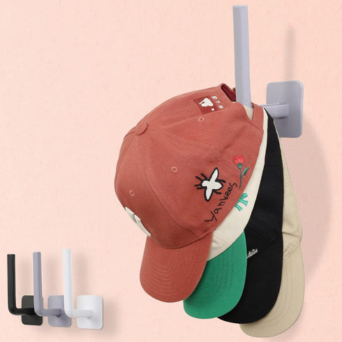 Adhesive Hat Rack for Baseball Caps, Wall Hat Hooks Organizer, No Drilling Strong Holder for Closet, Office (Grey, 1